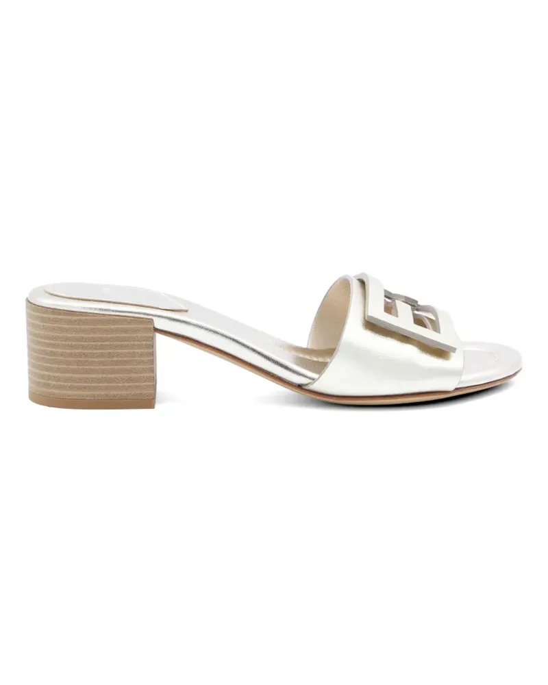 Fendi Baguette platinum logo sandals - Silber Silber