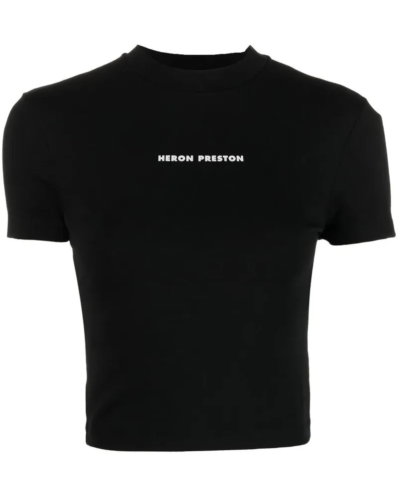 Heron Preston Cropped-T-Shirt mit Logo-Print - Schwarz Schwarz