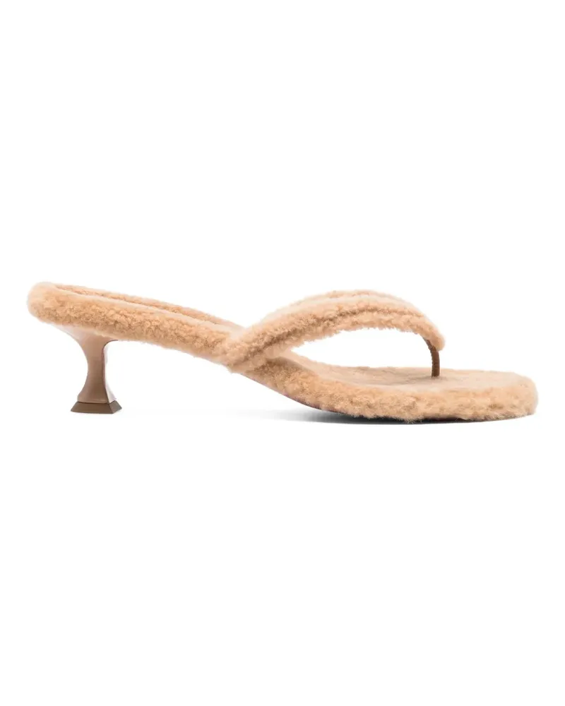 Amina Muaddi Juliette Shearling-Schuhe - Nude Nude