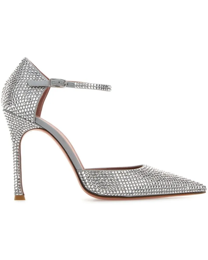 Amina Muaddi Pumps mit Kristallen - Silber Silber