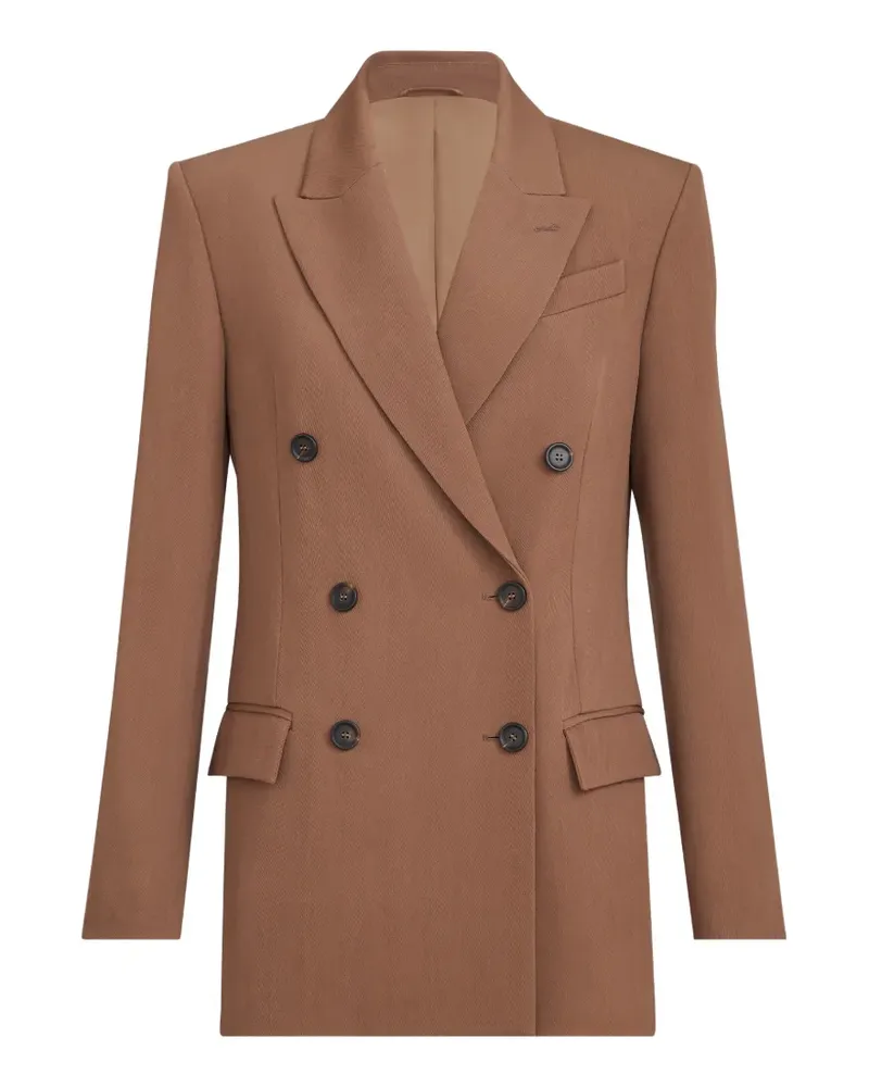 Brunello Cucinelli virgin-wool and viscose tricotine blazer with monili - Braun Braun