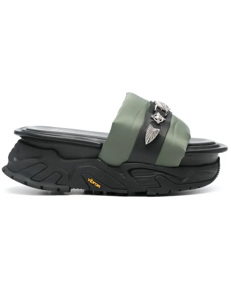 Toga Flatform-Sandalen mit Nietenverzierung Grün