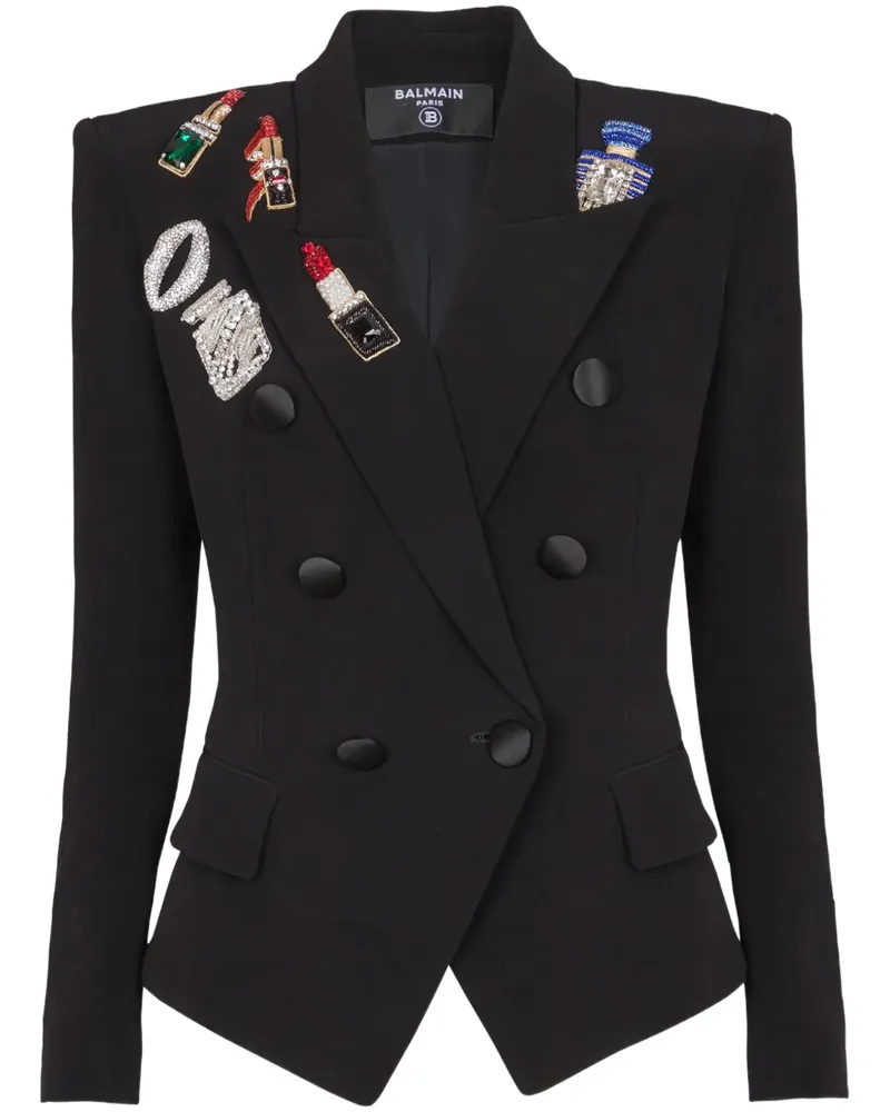 Balmain Schmale Jacke mit Patches - Schwarz Schwarz