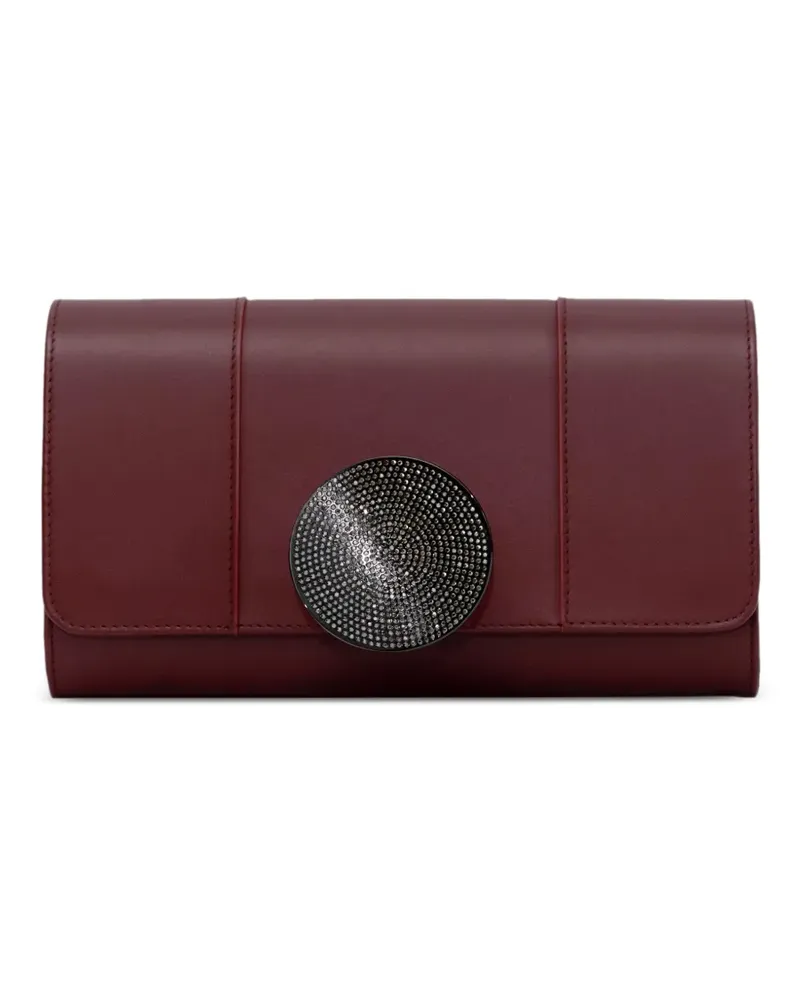 PERRIN PARIS Le Disque Strass Clutch aus Leder - Rot Rot