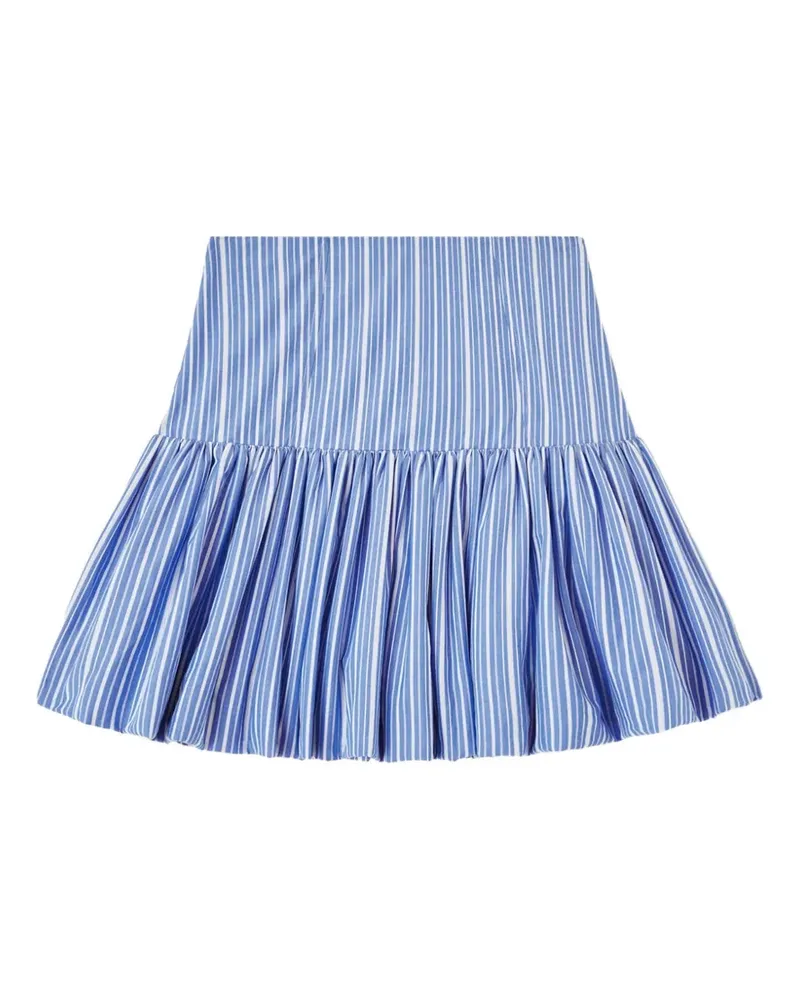 Ganni stripe-pattern bubble-hem skirt - Blau Blau