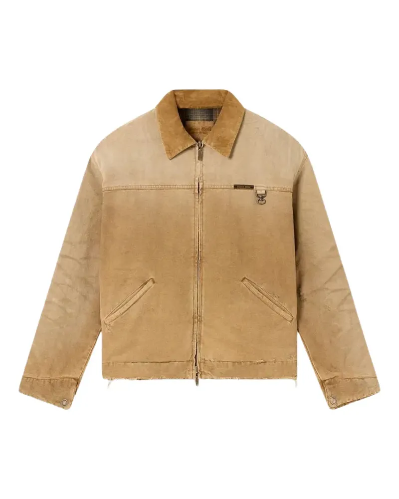 Golden Goose reversible-jacket in beige cotton with check-pattern - Nude Nude