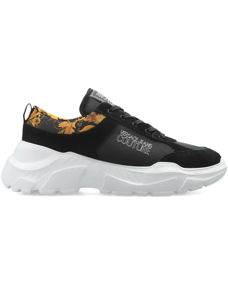 Versace Jeans floral-panelled sneakers - Schwarz Schwarz