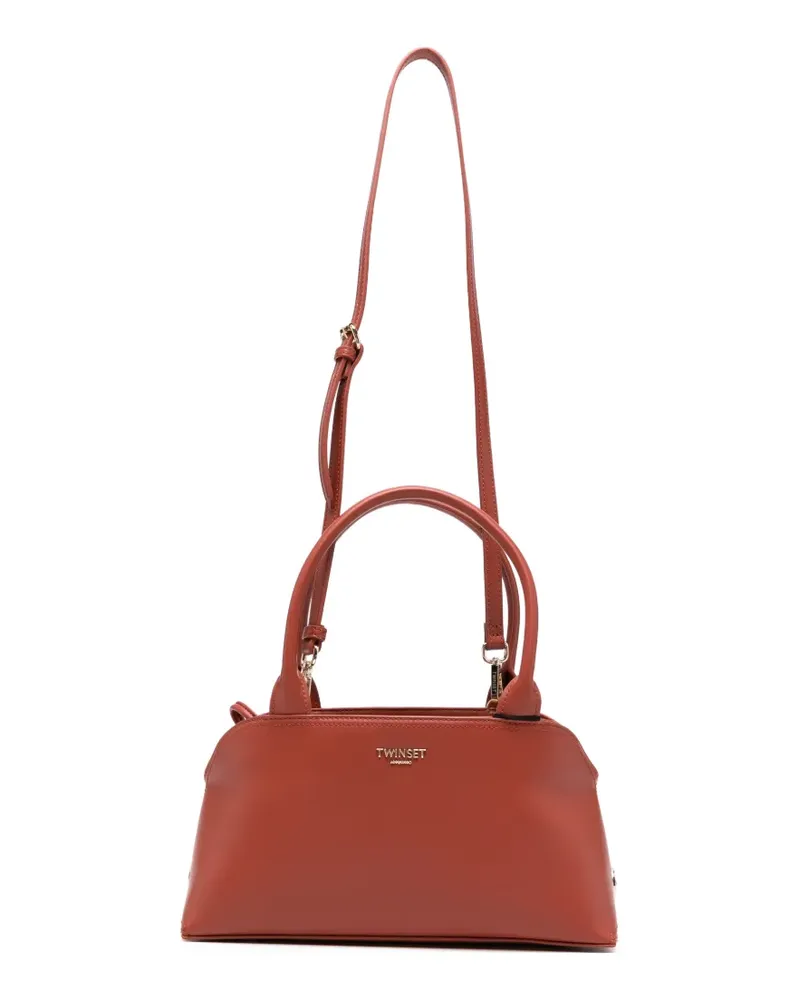 Twin-Set Shopper mit Logo-Schild - Braun Braun