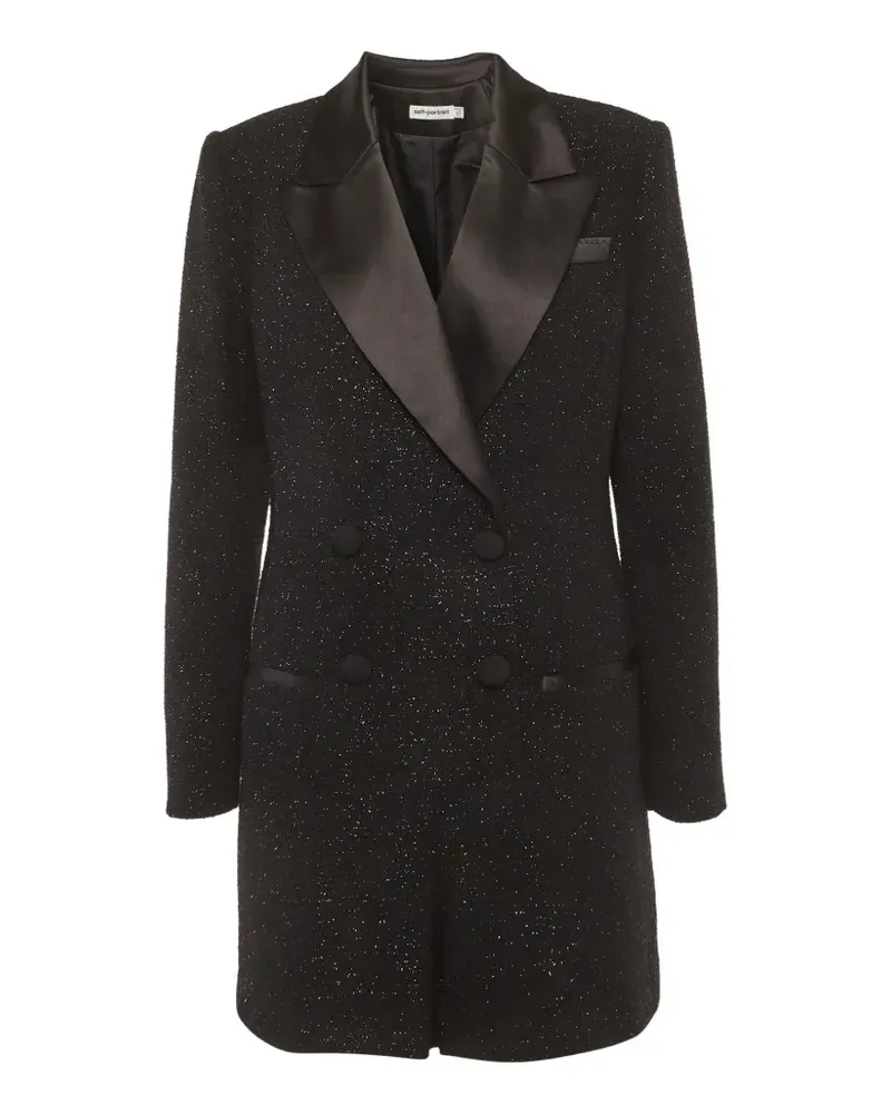 Self-Portrait 2021 tweed bouclé playsuit - Schwarz Schwarz