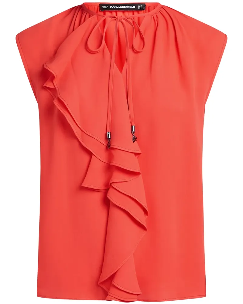 Karl Lagerfeld Gerüschte Bluse im Mustermix - Rot Rot