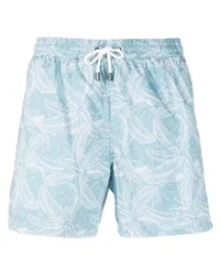 Canali Badeshorts mit Feder-Print Blau