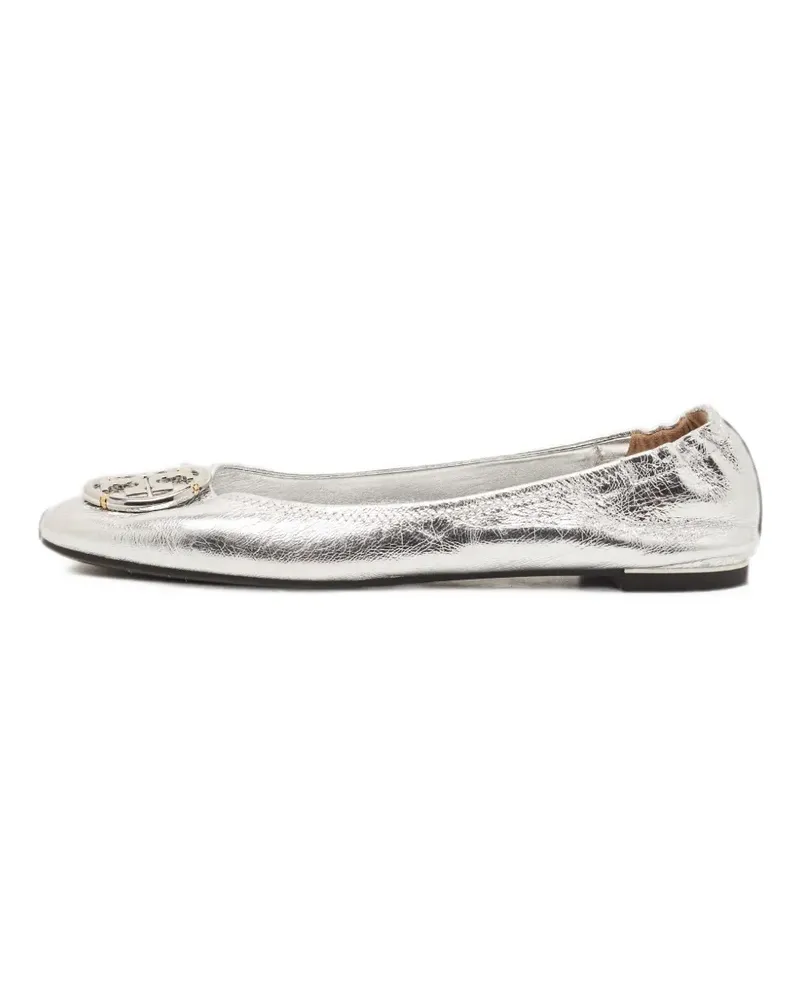 Tory Burch Minnie Ballerinas mit Logo - Silber Silber