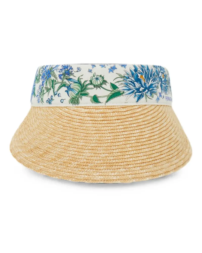 Ferragamo Spring-print straw visor - Nude Nude