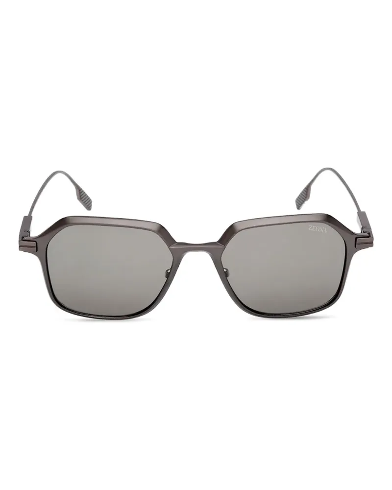 Ermenegildo Zegna Sonnenbrille mit geometrischem Gestell - Grau Grau
