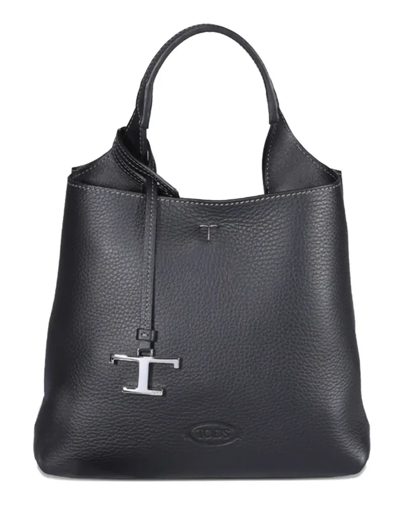 TOD'S Shopper mit Logo-Anhänger - Schwarz Schwarz