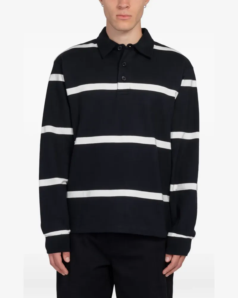 Minimum Tate striped long-sleeved polo shirt - Schwarz Schwarz