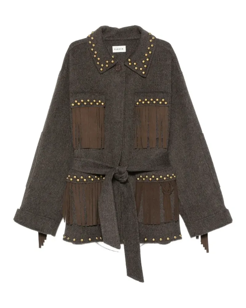 P.A.R.O.S.H. P.A.R.O H. Jacke mit Nieten und Fransen - Braun Braun