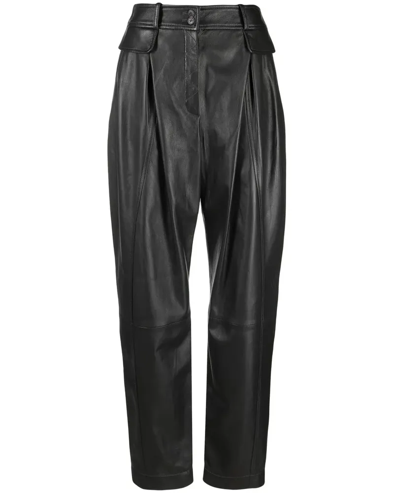 Alberta Ferretti Lederhose mit hohem Bund - Grau Grau
