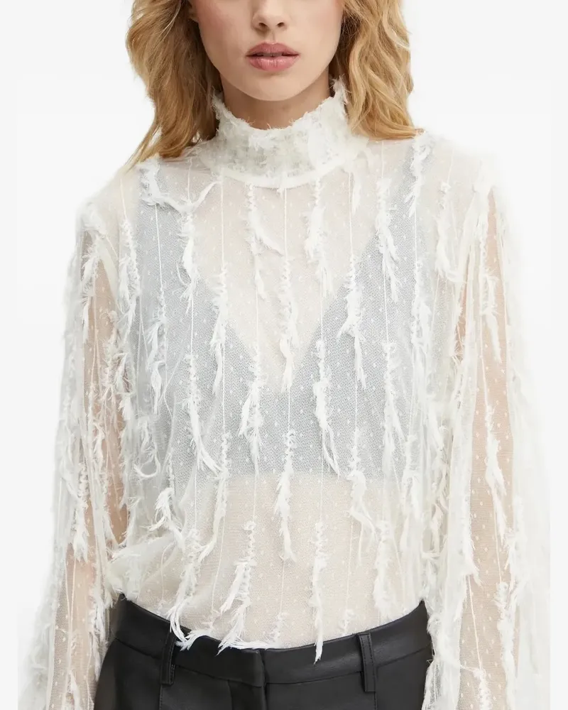 MUNTHE Bluse mit ausgefransten Kanten - Weiß Weiß