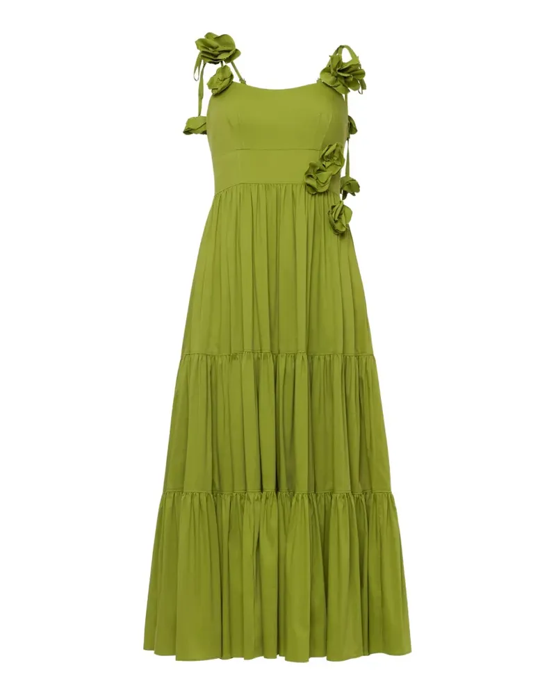 Cinq à Sept Gestuftes Kleid mit Blumenapplikation - Grün Grün