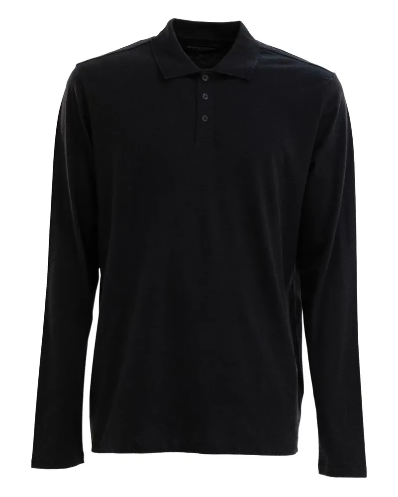 Majestic Langärmeliges Poloshirt - Schwarz Schwarz