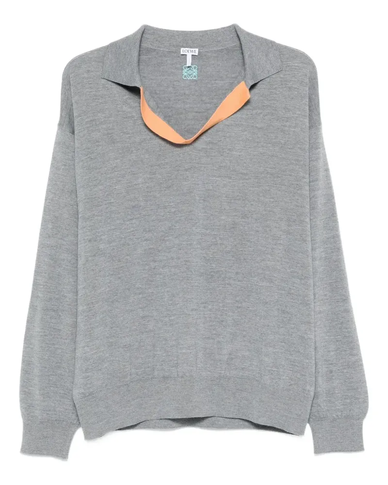 Loewe Langarmshirt mit Poloshirtkragen - Grau Grau