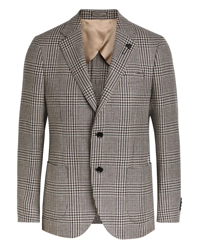 LARDINI houndstooth buttoned blazer - Nude Nude