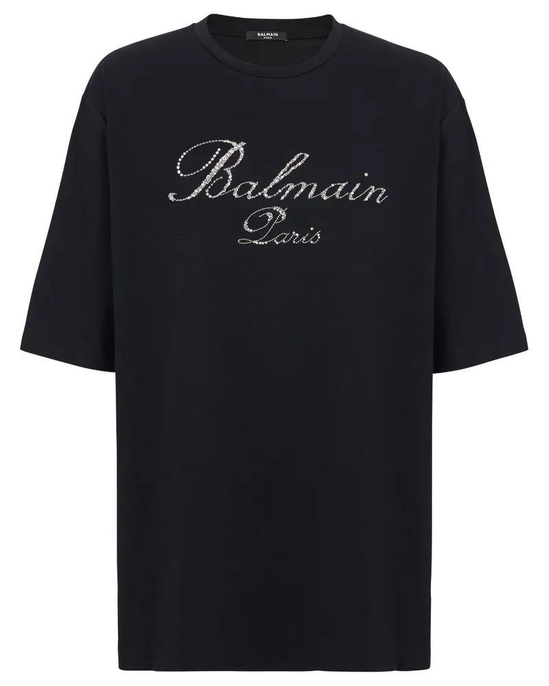 Balmain T-Shirt mit Signature-Stickerei - Schwarz Schwarz