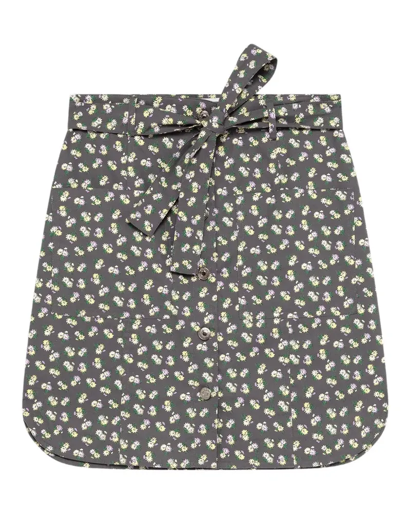 MSGM Midirock mit Blumenprint - Grau Grau