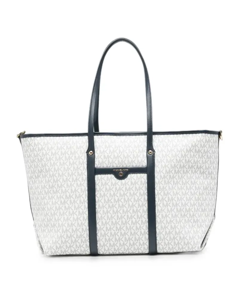 Michael Kors monogram-pattern logo-plaque tote bag - Weiß Weiß