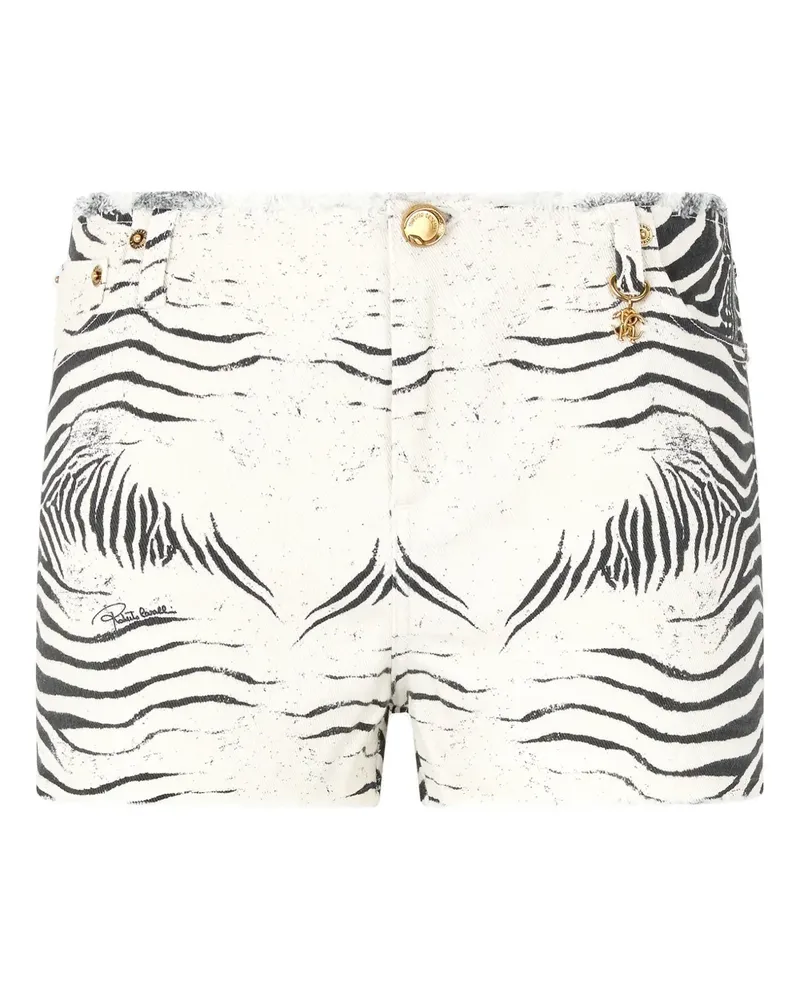 Roberto Cavalli Jeans-Shorts mit Zebra-Print - Weiß Weiß