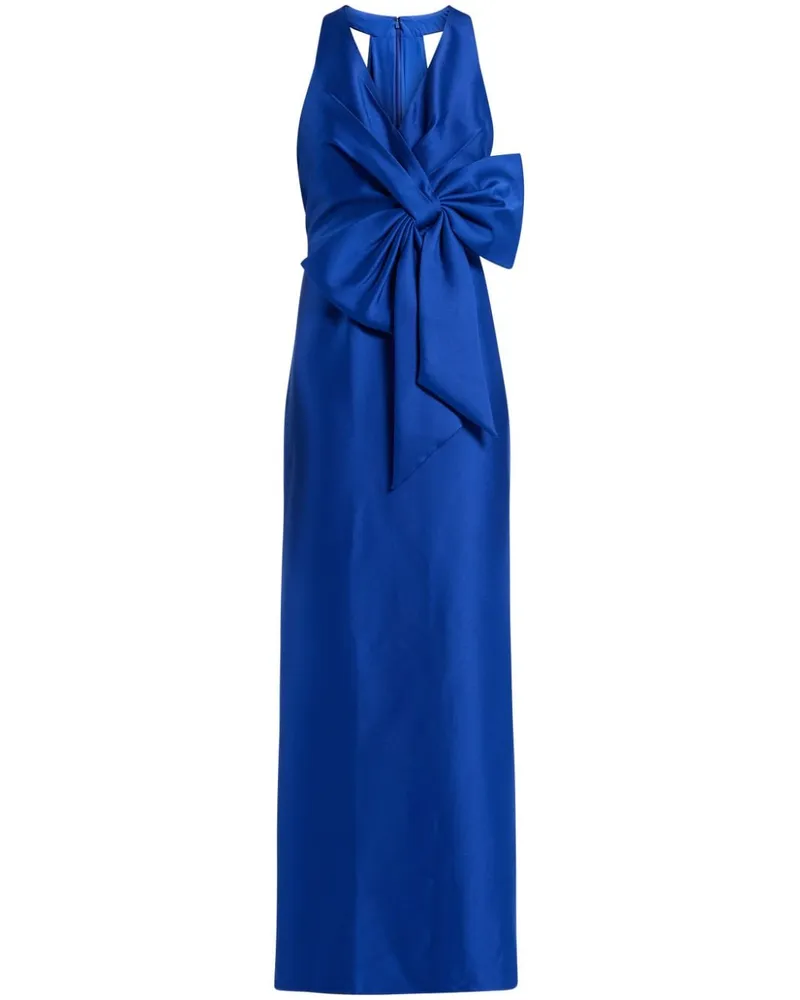 Badgley Mischka Neckholder-Abendkleid mit Schleifendetail Blau