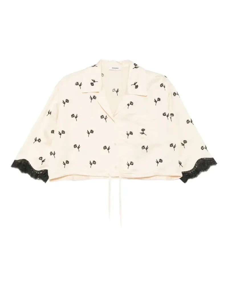 Sandro Sweatshirt mit Blumenstickerei - Gelb Gelb