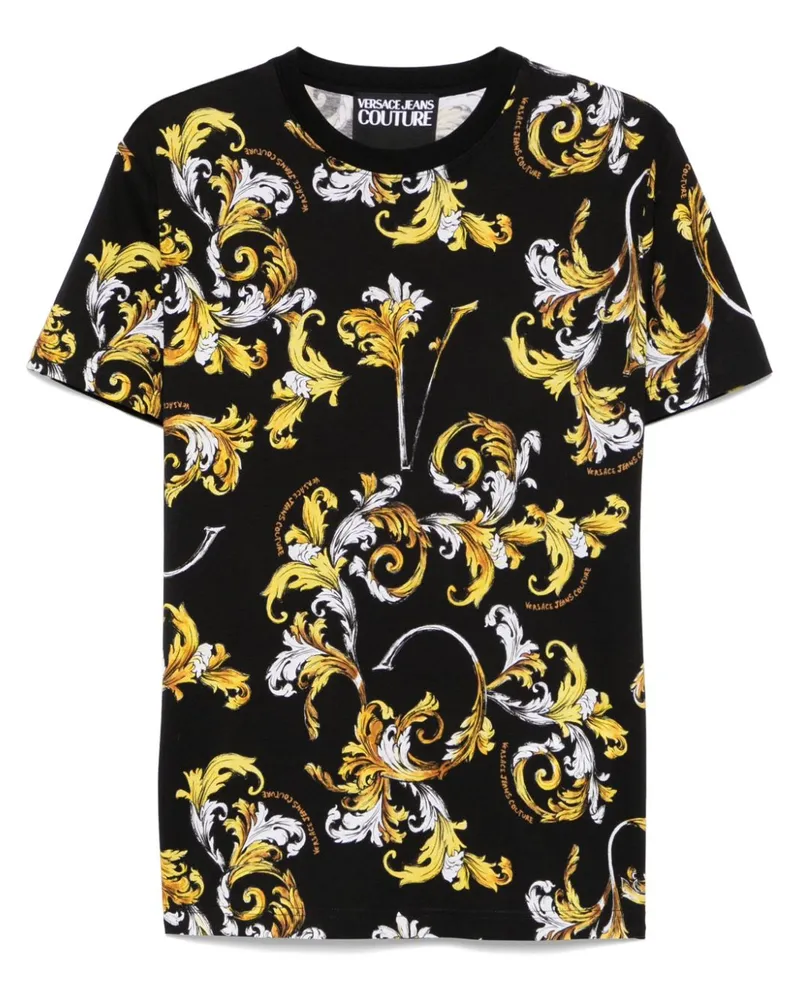 Versace Jeans T-Shirt mit Barocco-Print - Schwarz Schwarz