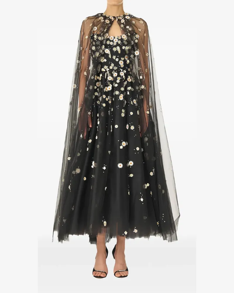 Monique Lhuillier Daisy Cape - Schwarz Schwarz