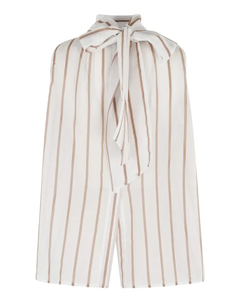 Semicouture Jana striped tie-neck top - Weiß Weiß