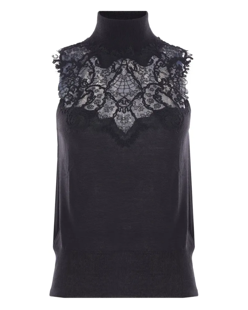 Ermanno Scervino Rollkragenoberteil mit Spitzeneinsatz - Schwarz Schwarz
