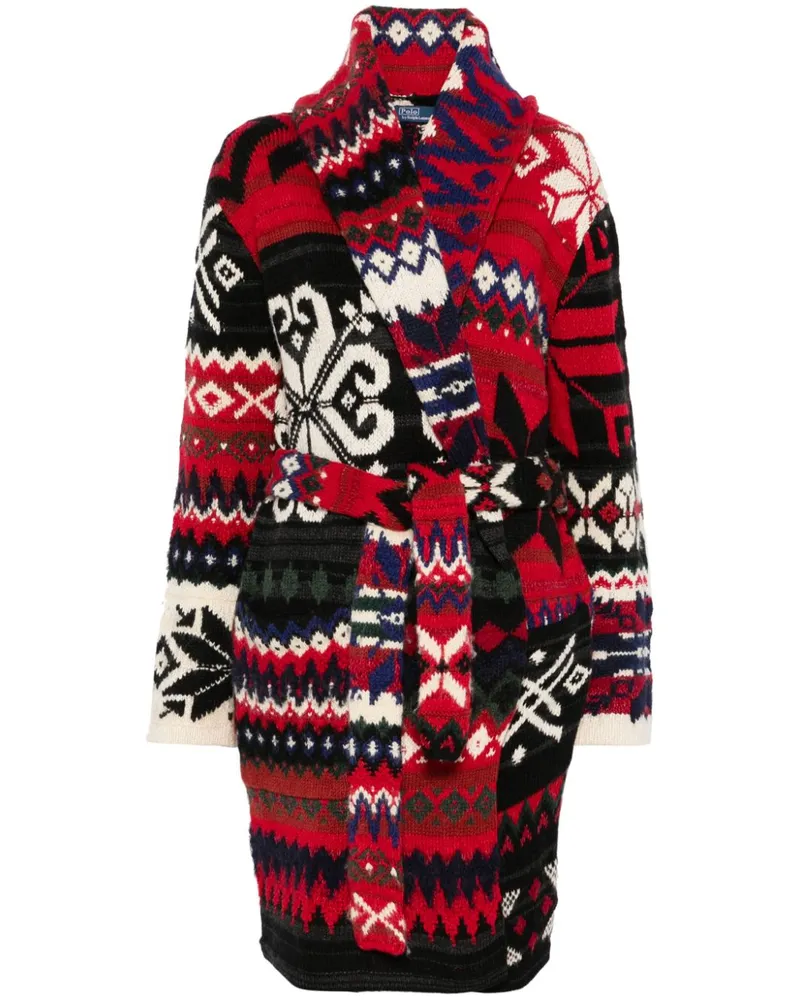 Ralph Lauren Strickmantel mit Schneeflocken-Motiv - Rot Rot
