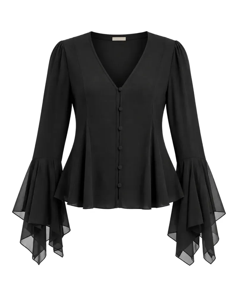 Michael Kors Georgette Bluse - Schwarz Schwarz