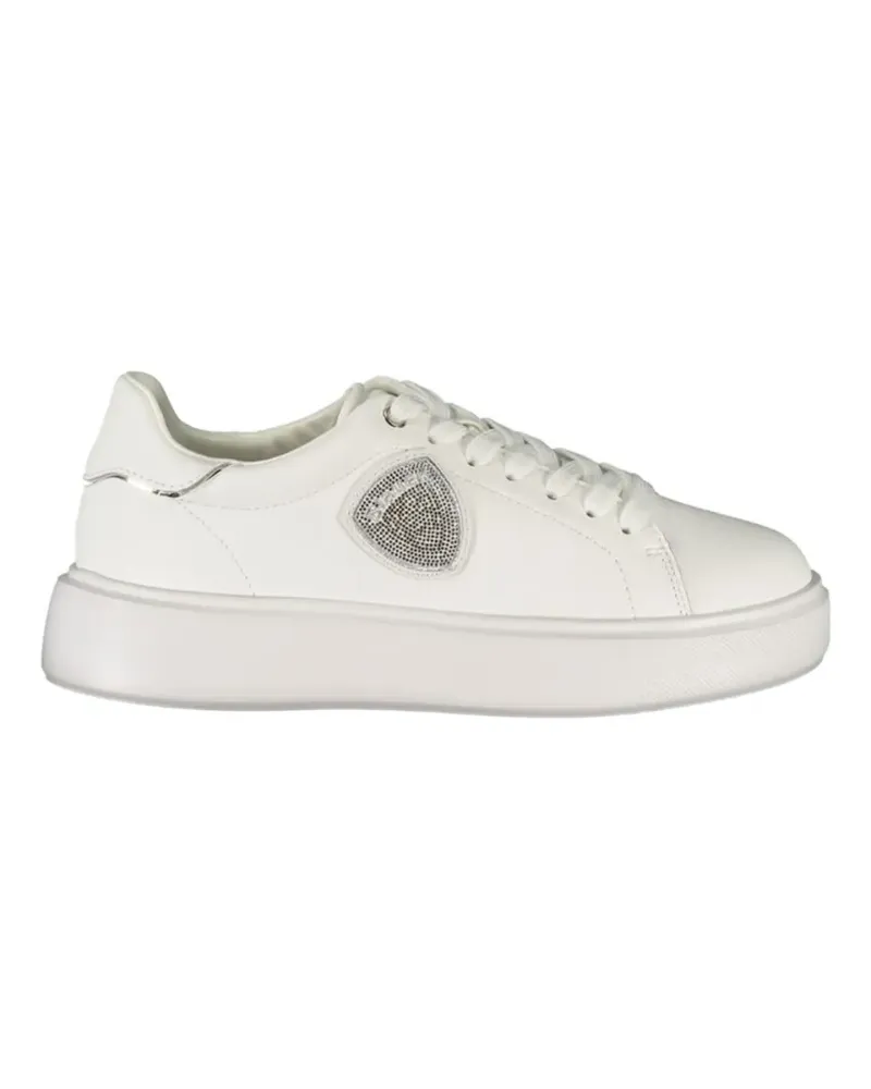 Blauer crystal-embellished platform sneakers - Weiß Weiß