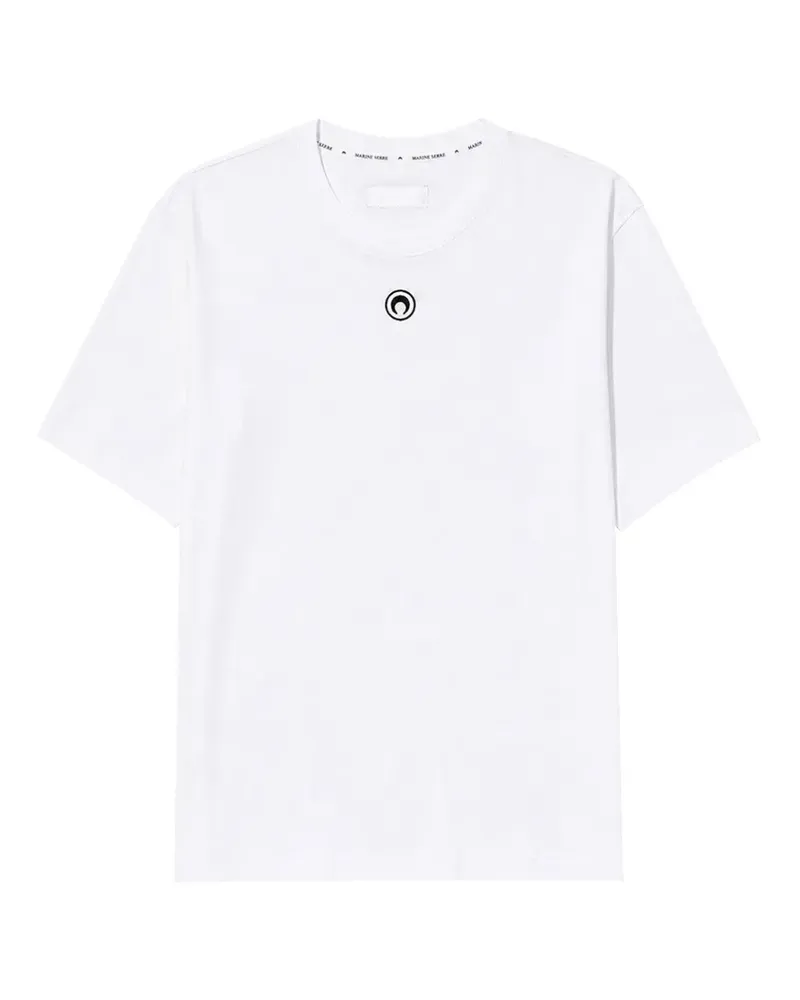 Marine Serre T-Shirt mit Mond-Stickerei - Weiß Weiß