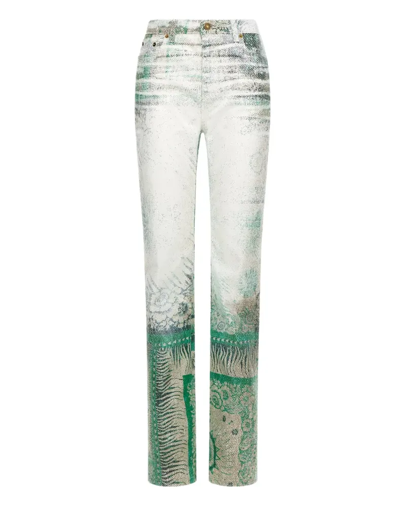 Roberto Cavalli Jeans mit Bandana-Print - Grün Grün