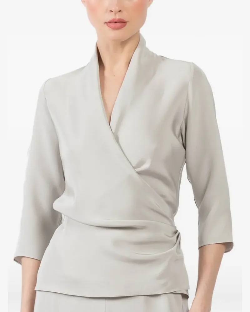 Peter Cohen three-quarter-sleeve wrap blouse - Grau Grau