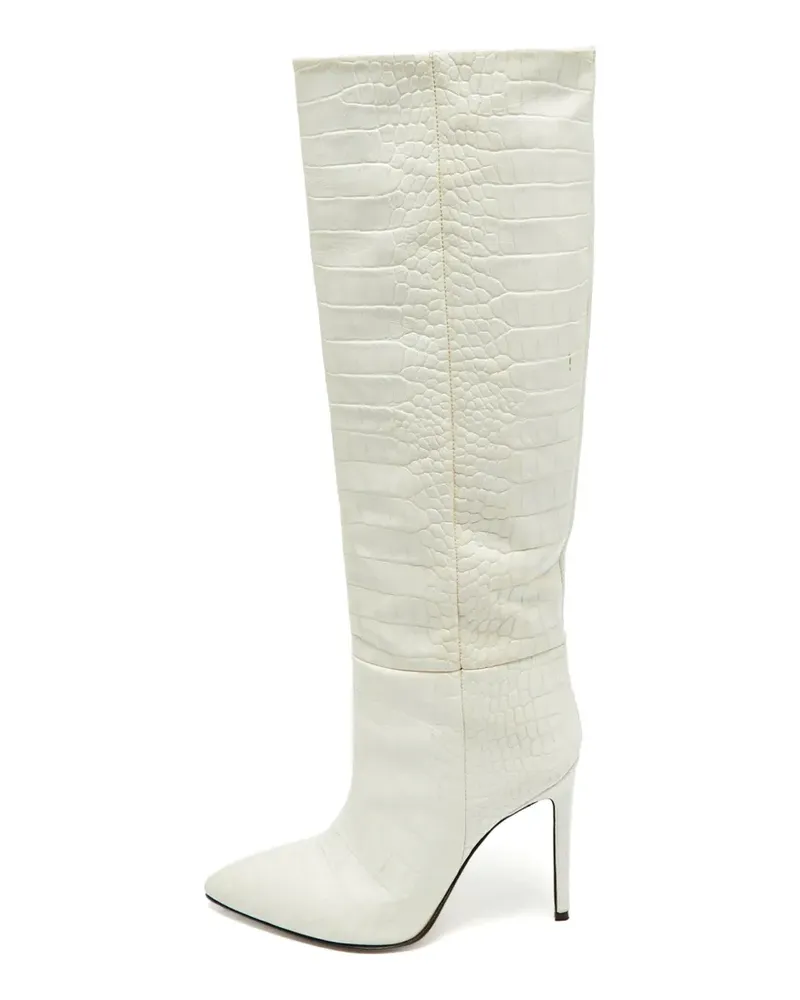 Paris Texas croc-embossed pointed-toe boots - Weiß Weiß