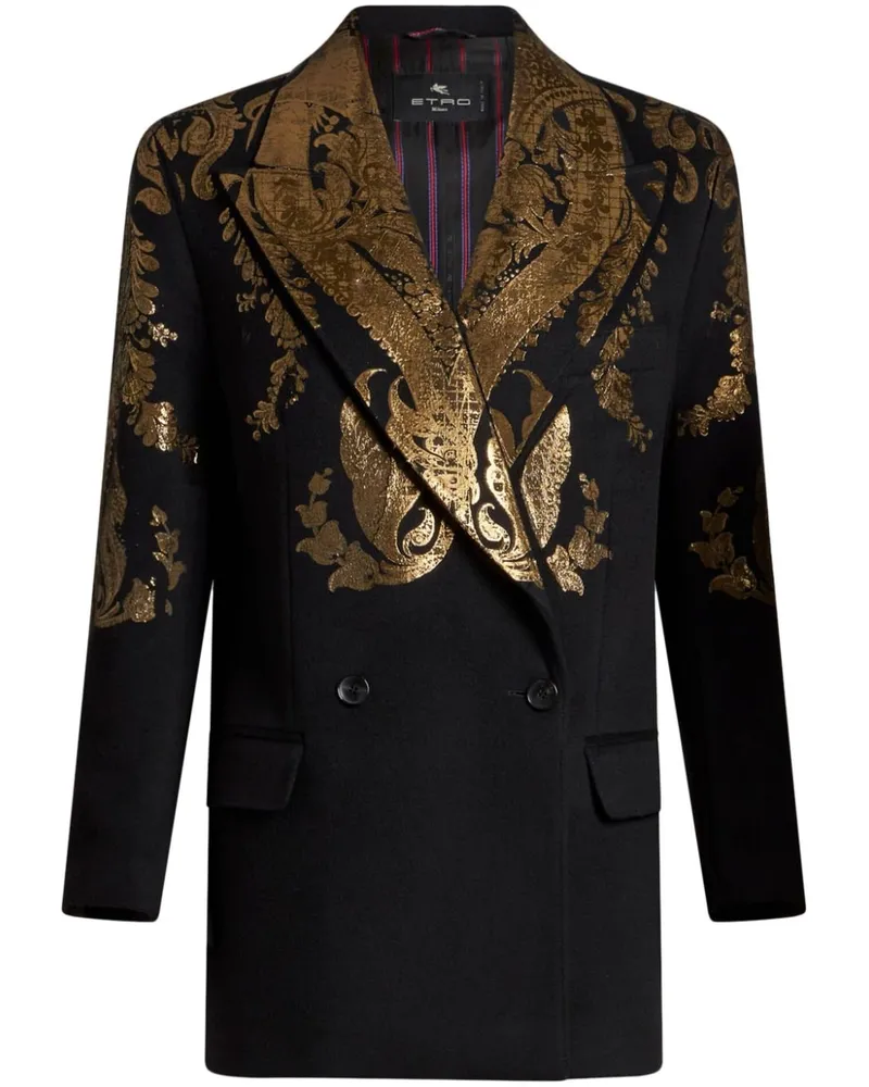 Etro Sakko mit Metallic-Paisley - Schwarz Schwarz