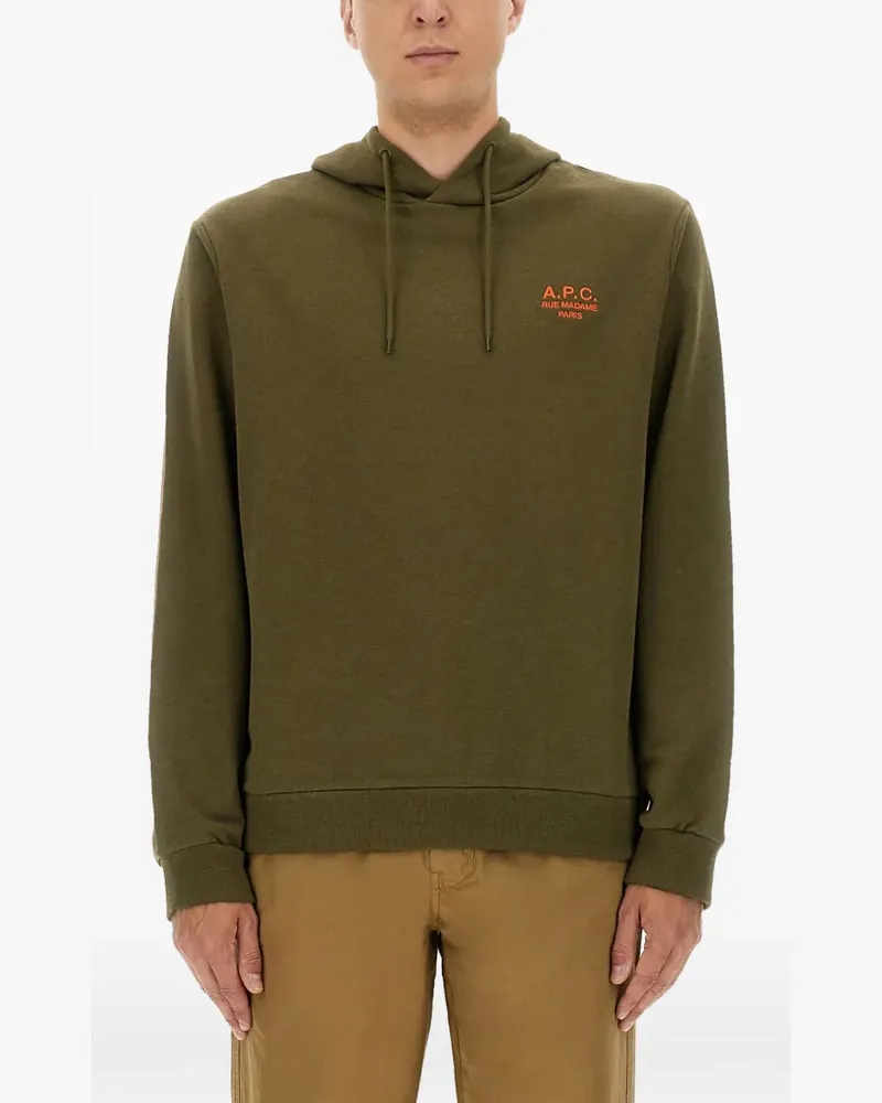 A.P.C. logo-print hoodie - Braun Braun