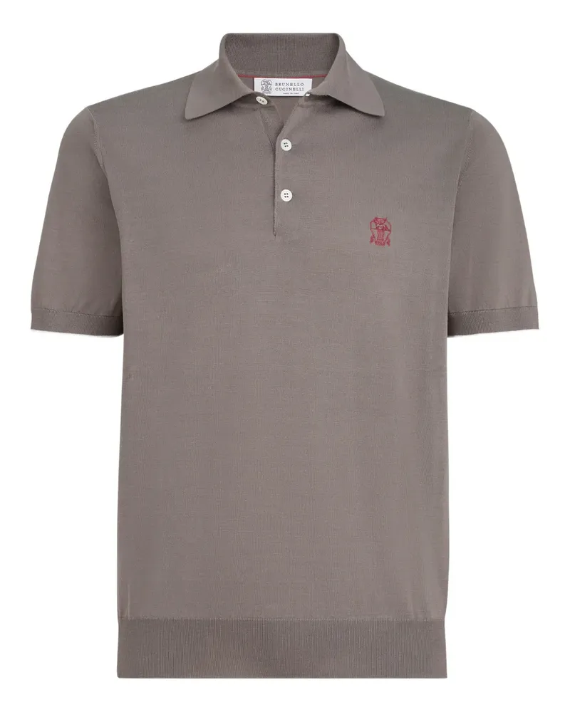 Brunello Cucinelli Poloshirt mit Logo-Stickerei - Grau Grau