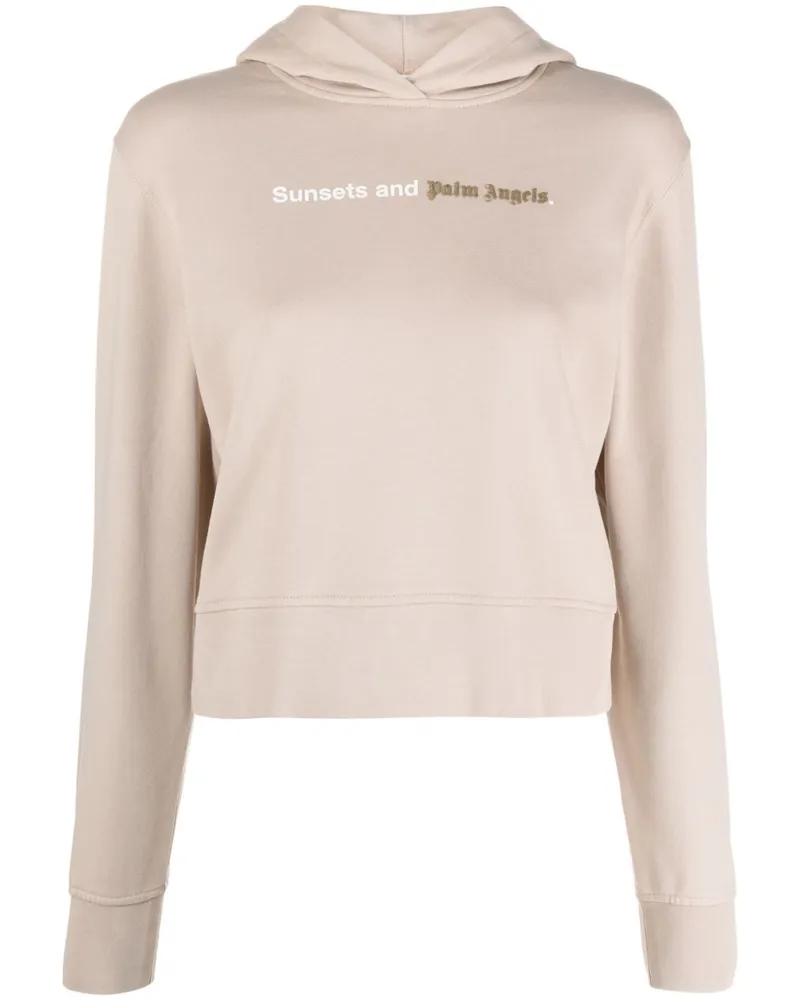 Palm Angels Hoodie mit Logo-Print Nude