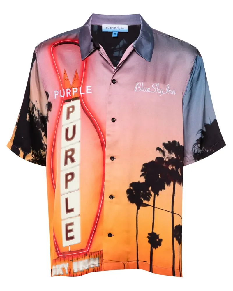 PURPLE BRAND x Blue Sky Hemd mit grafischem Print - Rot Rot