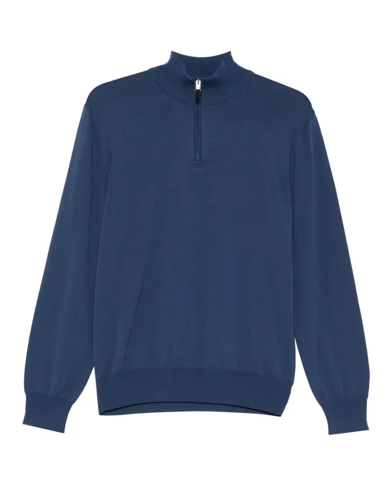 Canali Pullover mit Reißverschlusskragen - Blau Blau